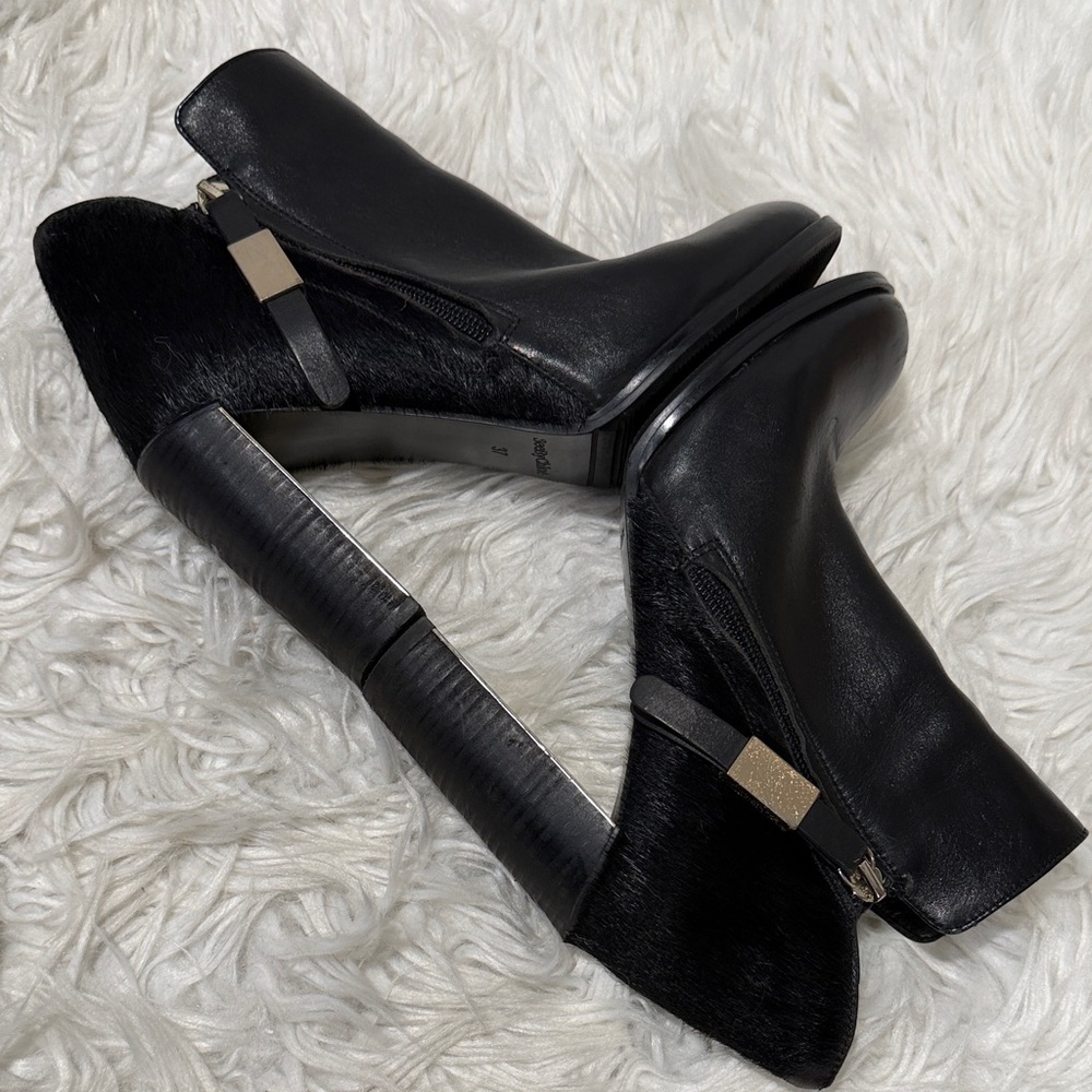 SEE By Chloe Black Ankle Boots with Goldtone Accents - Picture 5 of 13
